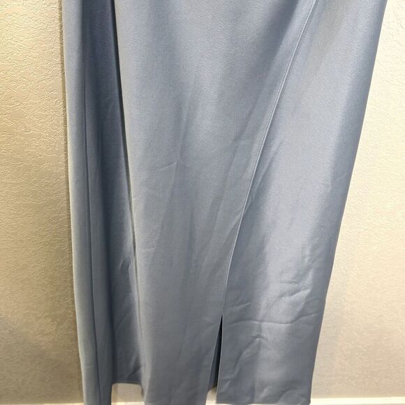 BHLDN Dress Dylan Sz 10 Blue One Shoulder Satin Maxi Formal Evening Wedding Gown - Picture 7 of 12